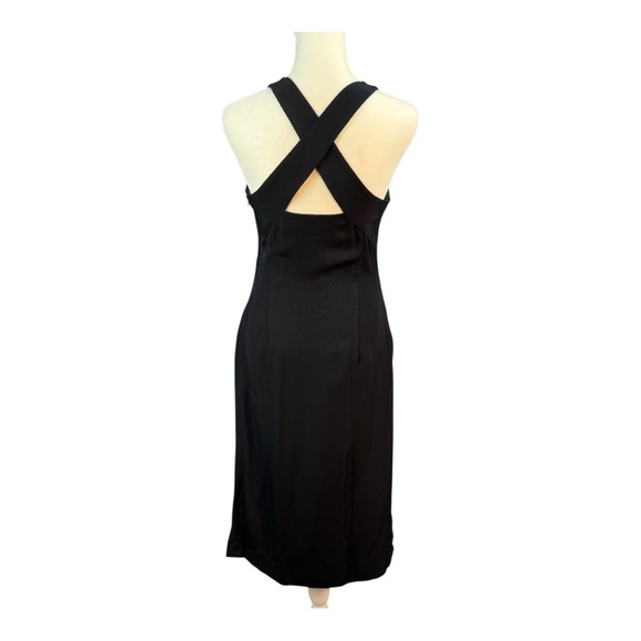 Theory Sleeveless Cross-Back Black Midi Dress Size 0 - Picture 3 of 8